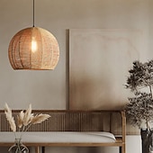 cheap Pendant Lights-Hemp Rope Chandelier-Kitchen Island 1-Light Bohemian Modern Woven Rattan/Pendant Light Fixtures LED Pendant Farmhouse Coastal Hanging Lights for Restaurant Tearoom Bedroom Living Room Cafe