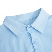economico Casual da lavoro-Per uomo Camicia Camicia di lino Camicia Estiva Abbigliamento da spiaggia Camicia con Bottoni Semplice Vacanza Casuale Nero Rosa Blu marino Verde Manica Lunga Collo ripiegato Primavera &amp; Estate