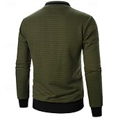 baratos Jaquetas Casuais-Homens jaqueta leve Jaqueta casual Jaqueta do time do colégio Férias Diário Bolsos Emenda Primavera Outono Bloco de cor Moda Clássico Colarinho Chinês Padrão Tecido Waffle Preto Branco Vinho Azul