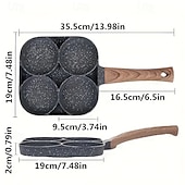 お買い得  キッチン用品＆小物-4-in-1 鋳鉄製エッグパン、シングルハンドル付きノンスティックフライパン、食器洗い機対応、電気コンロ対応、卵、パンケーキなどを調理できる多目的キッチンツール