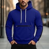 economico felpe in pile-Per uomo Felpa con cappuccio Felpa con cappuccio in pile Rosso bordeaux Verde militare Blu marino Blu Reale Viola Con Cappuccio Semplice Patchwork Blocco di colore Sport &amp; Outdoor Casuale Quotidiano