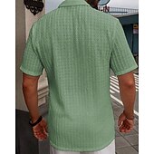 economico camicia da uomo con bottoni-Per uomo Camicia Camicia Estiva Camicia casual Camicia da Spiaggia Camicia con Bottoni Marrone Scuro Nero Bianco Verde chiaro Blu Manica Corta Semplice Bavero Vacanza Camicia hawaiana Abbigliamento