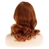 economico Parrucche trendy sintetiche-Parrucca arancione lunga e ondulata per donna, parrucca sintetica naturale resistente al calore per feste e cosplay
