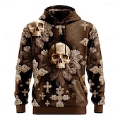 abordables Gótico &amp; Calavera-Halloween Hombre Cráneos Sudaderas Sudadera Abrigos Sudadera con capucha Cuello Barco Punk Impresión 3D Discoteca Ropa de calle Negro Azul Piscina Correa 3D Otoño Invierno Diseñador