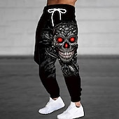 baratos calças de moletom estampadas masculinas-Homens Mecânico Caveiras Calças Esportivas Corredor Calças Cintura Média Cintura elástica com cordão Punk gótico escuro Corrida Streetwear Dar certo Calça de moletom esportiva com bolsos Primavera