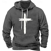 preiswerte 3D-Kapuzenpullis für Männer-Herren Kapuzensweatshirt Schwarz Weiß Rote Blau Braun Mit Kapuze Kreuz Tasche Druck Sport &amp; Outdoor Täglich Ferien Polyester Streetwear Basic Lässig Frühling Herbst Bekleidung Kapuzenpullover
