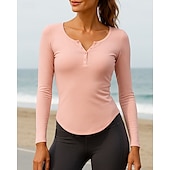 abordables Sudadera &amp; Sweatshirt-Mujer Top para correr Sudadera deportiva Manga Larga Camiseta Ropa Deportiva Algodón Transpirable Al Aire Libre Corriendo Yoga Ropa de deporte Ropa de Deporte Color sólido Negro Amarillo Rosa