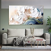 abordables Pinturas abstractas-Pintura al óleo hecha a mano, lienzo, arte de pared, decoración moderna abstracta, textura de ondas de aceite gruesas para sala de estar, decoración del hogar, marco estirado, pintura colgante/lienzo
