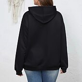 olcso Béléses pulóverek-Női Pulóver Hoodie pulóver Szöveg Utcai sikk Alkalmi Hosszú ujj Kapucni Normál felsők Utca Szabadság Nyomtatott Fekete Ősz Tél