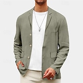 economico Blazer Classici da Uomo-Per uomo Blazer Affari Cocktail party Ricevimento di matrimonio Moda Casual Primavera Autunno Poliestere Semplice Tasca Bottoni Confortevole Monopetto Giacca Giallo Verde chiaro Blu marino Marrone