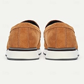 cheap Premium Leather Loafers-Men&#039;s Tan Cowhide Suede Slip-on Loafers with Modern Design Comfortable and Stylish for Office Wear, Casual Outings and Travel