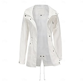 economico giacca attiva-Per donna Cappotto Impermeabile Confortevole Cerniera completa Coulisse Moda Stile da Strada Semplice All&#039;aperto Casual Quotidiano Lungo Con Cappuccio Vestibilità regolare Manica Lunga Capispalla