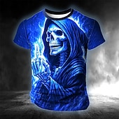ieftine tricouri de Halloween-Halloween Bărbați Cranii #D Tricou Manșon scurt Tricou Tipărire 3D Stil Nautic Cămașă Exagerat Designer Groază Petrecere Stradă Casual Galben Albastru piscină Portocaliu Vară Primăvară Toate Sezoanele