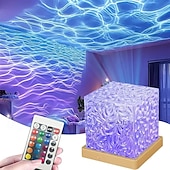 cheap Projector Lights-USB Rotating Water Wave Light Projector Remote Control Bedroom Table Lamp Crystal Night Lamp 16 Color RGB Desktop Lamp for Game Room Bedroom Christmas/Halloween Party Decoration