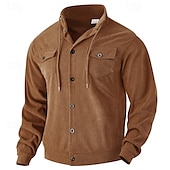preiswerte Einfache Sweatshirts-Herren Sweatshirt Kapuzenpullover mit Knöpfen Schwarz Armeegrün Braun Khaki Grau Stehkragen Einfach Tasche Kordelzug Fronttasche Sport &amp; Outdoor Lässig Täglich Streetwear Cool Designer Herbst