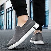 billiga Slip-ons och loafers till herrar-Beige stickade slip-on herrsneakers – andningsbara lätta vardagsskor för sommar, promenader och semester