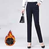 preiswerte Anzughosen für Damen-Damen Anzughose Streetwear Lässig Volle Länge Natürliche Taille Einfach Tasche Elastischer Bund Bequem Straße Ferien Wochenende Schwarz Dunkelmarine Winter Normale Passform