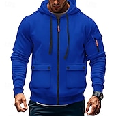 economico felpe in pile-Per uomo Felpa con cappuccio Felpa con cappuccio in pile Felpa con cappuccio tattica Nero Bianco Vino Verde militare Rosso Con Cappuccio Semplice Tasca Sport &amp; Outdoor Casuale Quotidiano Streetwear