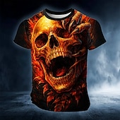 voordelige schedel &amp; botten-Halloween Voor heren Doodskoppen 3D Print 3D T-shirt Korte mouw T-shirt 3D-afdrukken Strakke ronde hals Overhemd overdreven Ontwerper 3D Feest Straat Casual Rood blauw Groen Zomer Lente Alle seizoenen