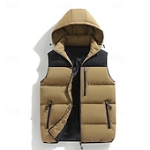 preiswerte Westen-Herren Wanderweste Pufferweste Ärmellos Weste Außen Thermowarm Winter Reißverschluss Tasche Polyester Schwarz Grün Khaki Jagd Angeln Klettern