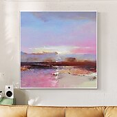 preiswerte Ölgemälde-handgefertigtes Ölgemälde auf Leinwand, Wandkunst, Dekoration, moderne abstrakte Sonnenaufgangslandschaft für die Inneneinrichtung, gerolltes, rahmenloses, ungedehntes Gemälde