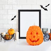 cheap Halloween Indoor-1 Pc Halloween Skeleton Pumpkin LED Electronic Candlelight Indoor and Outdoor Party Atmosphere Nightlight Colorful Dimming
