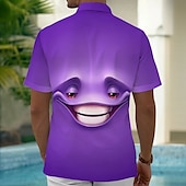 voordelige 3D-patroon-Voor heren Tekenfilm Grappig Lach gezicht Overhemd Zomer overhemd Overhemd met knopen Korte mouw Mode-casual Buiten Vakantie Dagelijks gebruik Zomer Lente Strijkijzer 3D-afdrukken shirts met kraag