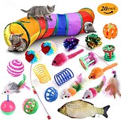 baratos Brinquedos Para Gatos-Bola Brinquedo com Penas Ratos e brinquedos de animais Túneis Squeak Toy com Amigo de Animal de Estimação Durável Exercício para animais de estimação Liberando Pressão Pet Training para Gatos