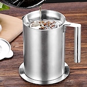 economico Utensili e gadget da cucina-Filtro e contenitore per grasso in acciaio inox da 1,2 l/1,7 l - grande contenitore per la raccolta del grasso con coperchio antipolvere &amp;impugnatura facile da impugnare - per pancetta, cottura in