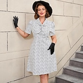 olcso Ruhák-Retró 1950-es Rockabilly Déli Egy vonalú ruha Flare ruha Mértani A-vonalú Női Vakáció Buli és este Retro témájú buli Felnőttek Ruha Tavaszi nyár