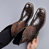 levne Cowboy &amp; Western Boots-Pánské hnědé westernové boty s krokodýlím potiskem a umělou kůží – exotická kovbojská obuv pro ležérní příležitosti a venkovské příležitosti