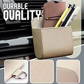 economico deposito bagagli e viaggi-Cestino portaoggetti per bocchette di ventilazione per auto, organizer da appendere in pelle per telefono, sigarette, monete, carte, custodia multifunzionale per bocchette di ventilazione per auto,