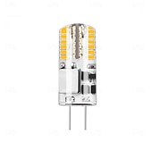 זול נורות דו-פיניות לד-10 יחידות נורת לד G4 AC/DC12V ללא הבהוב, 2W 3W סיליקון, 24/48 נוריות SMD3014, בהירה במיוחד, מחליפה נורת הלוגן של 30W