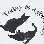 economico Maglietta Animali-Maglietta da donna in 100% cotone con stampa di animali, gatti e lettere, elegante, basic, moderna, a maniche corte, girocollo, regular, per tutti i giorni, sportiva, per uscire, nera e bianca,