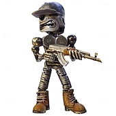 cheap Halloween Hanging &amp; Tabletop Decorations-Halloween Skeleton with Machine Gun Resin Figurine, Sci-Fi Alien Robot Statue with Gatling Gun, Creepy Resin Decor for Home, Office or Party Display
