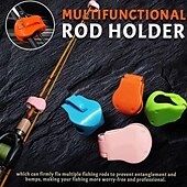 abordables Fournitures pour la maison-Lot de 2 supports de canne à pêche multifonctions, portables, pour la plage, avec sangle élastique pour un transport sécurisé et sans enchevêtrement