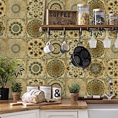 economico Adesivi murali-24 adesivi per piastrelle in stile marocchino, decalcomanie murali in PVC con pellicola di cristallo ispessita, impermeabili &amp;Decorazione murale in piastrelle retrò, antiolio e rimovibili, per bagno,