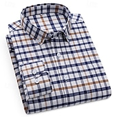 economico camicie oxford da uomo-Per uomo Camicia Camicia elegante Camicia button-down Camicia Oxford Camicia con Colletto A Quadri / A Righe / Chevron / Rotondo Abbigliamento quotidiano Abbigliamento Aziendale Bianco Rosso Blu