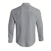 preiswerte Herrenhemd zum Knöpfen-Herren Hemd Sommerhemd Freizeithemd Strandhemd Knopfhemd Schwarz Weiß Hellgrau Leicht Blau Langarm Einfach Stehkragen Urlaub Hawaiianisch Bekleidung Polyester Mode Lässig Bequem