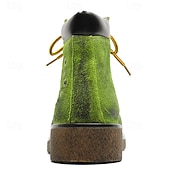 abordables Bottes de randonnée-Bottines à lacets en daim vert pour homme – chaussures de travail vintage pour l&#039;extérieur, idéales pour la randonnée automnale, le jardinage et le quotidien
