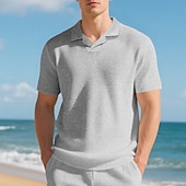 cheap Men&#039;s Classic Polo-Men&#039;s Golf Shirt Golf Polos Shirts Work Casual Lapel Short Sleeve Basic Modern Plain Jacquard Summer Regular Fit Black White Red Royal Blue Khaki Light Grey Golf Shirt