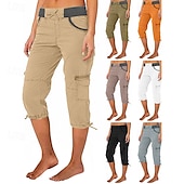 abordables Bas-Femmes Pantalons Cargo Pantalons de randonnée Extérieur Coupe régulière Respirant Bas Avec Poches Noir Vert Véronèse Coton Camping / Randonnée Course S M L XL XXL
