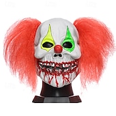 economico Maschera di Halloween &amp; Accessori-Maschera da clown malvagio di Halloween per adulti, maschera in lattice per costumi spaventosi realistici, maschera da Joker sorridente e inquietante per cosplay, spettacoli, feste al bar e
