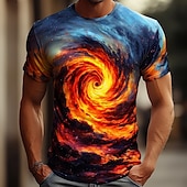 cheap 3D T shirts-Men&#039;s Optical Illusion Universe 3D T Shirt Short Sleeve T shirt 3D Print Crew Neck Shirt Exaggerated Designer Party Street Casual Blue 3# Blue 2# Blue 1# Summer Spring All Seasons Clothing Apparel S