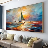 voordelige Schilderijen van landschappen-Mintura handgemaakte abstracte bost olieverfschilderijen op canvas wanddecoratie moderne scheepslandschap foto voor huisdecoratie opgerolde lijstloze ongespannen schilderij