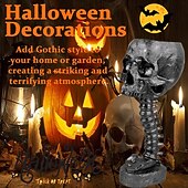 cheap Halloween Hanging &amp; Tabletop Decorations-Halloween Skull Planter &amp; Spine Stand, Resin Skull Head Flower Succulent Cactus Planter Pots,or Home Office Desk Decorations Halloween Scene Statue Sculpture Decorations