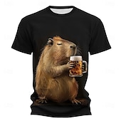 billiga 3D T-shirts-Herr Djur 3D T-shirt Kortärmad T-shirt 3D-tryck Rund hals Skjorta Mode drivna Dagligen Fest Gata Ledigt Svart 1 Svart Sommar Vår Kläder S M L XL XXL XXXL
