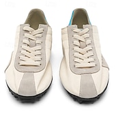 billiga Herrsneakers-Herr retro gula och bruna sneakers med ventilerande ovandel och halkfri sula, sportinspirerade vardagsskor för pendling, resor och vardagsbruk