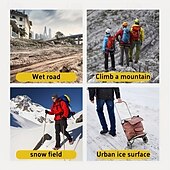 お買い得  キャンプ用品-冬用滑り止めゴム製靴スパイク、雪や氷用の10アイゼントラクション、取り付け簡単、黒 - 屋外での安全に最適