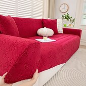 baratos Cobertura de Sofa-Capas de sofá de chenille para sala de estar, capa elástica de sofá com tudo incluído, jacquard grosso, capas de sofá de canto em forma de L, 1/2/3/4 lugares